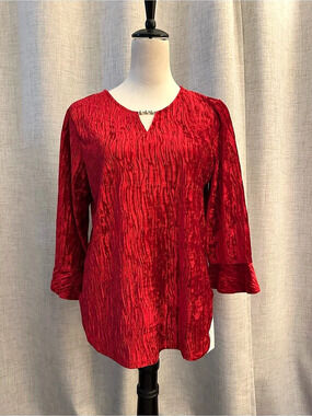Alfred Dunner Jet Setter Red Petite Medium NWT Blouse